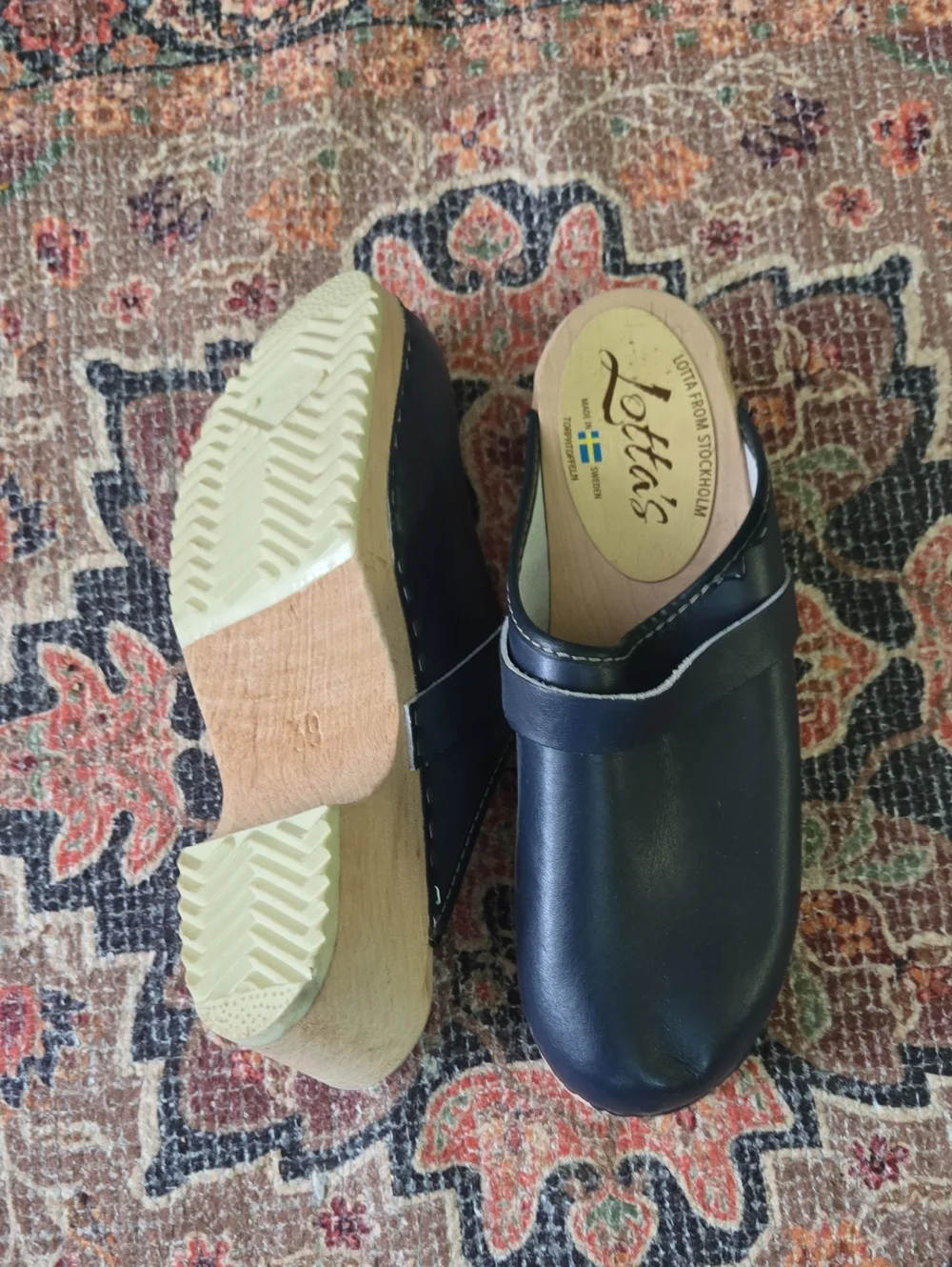 Blue Leather Kids Clogs